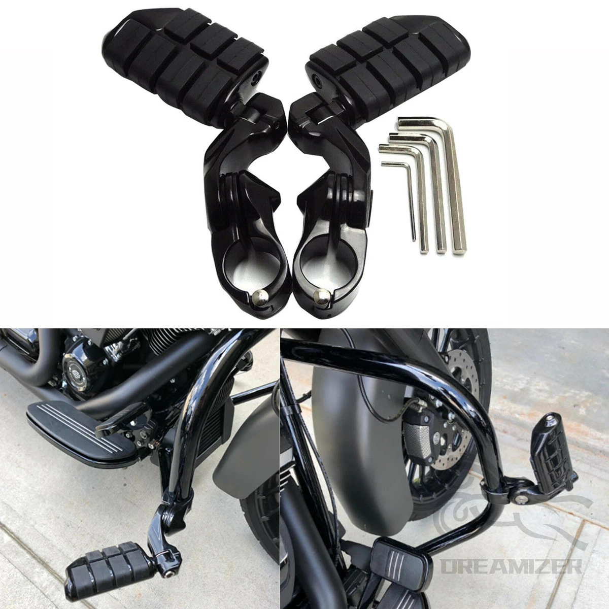 32mm Highway Pegs Adjustable Motorcycle Footpegs Engine Guard Crash Bar