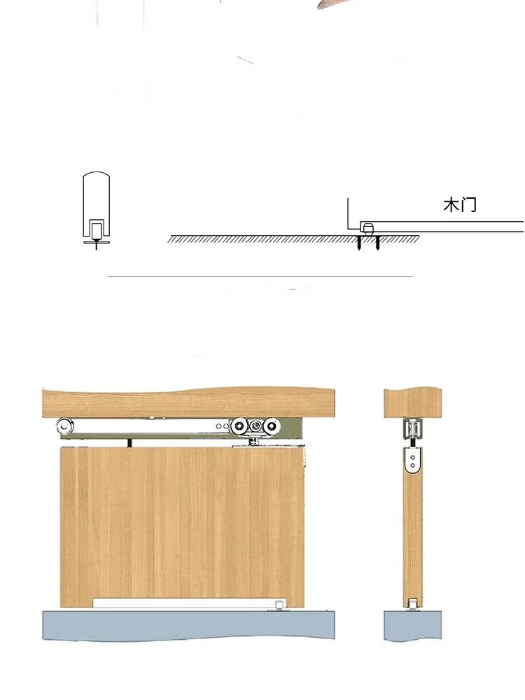 Description Picture 3 of itemSliding door hanging wheel track hanging door kitchen pulley sliding door wooden door buffer damper hanging sliding guide rail