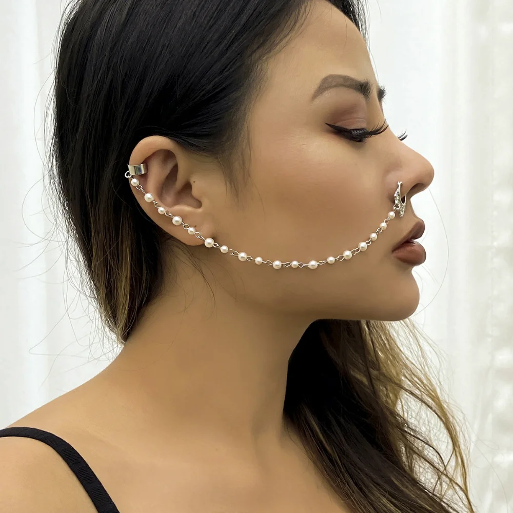 20G Pearl Nose Ring Segment Nose Jewelry – OUFER BODY JEWELRY