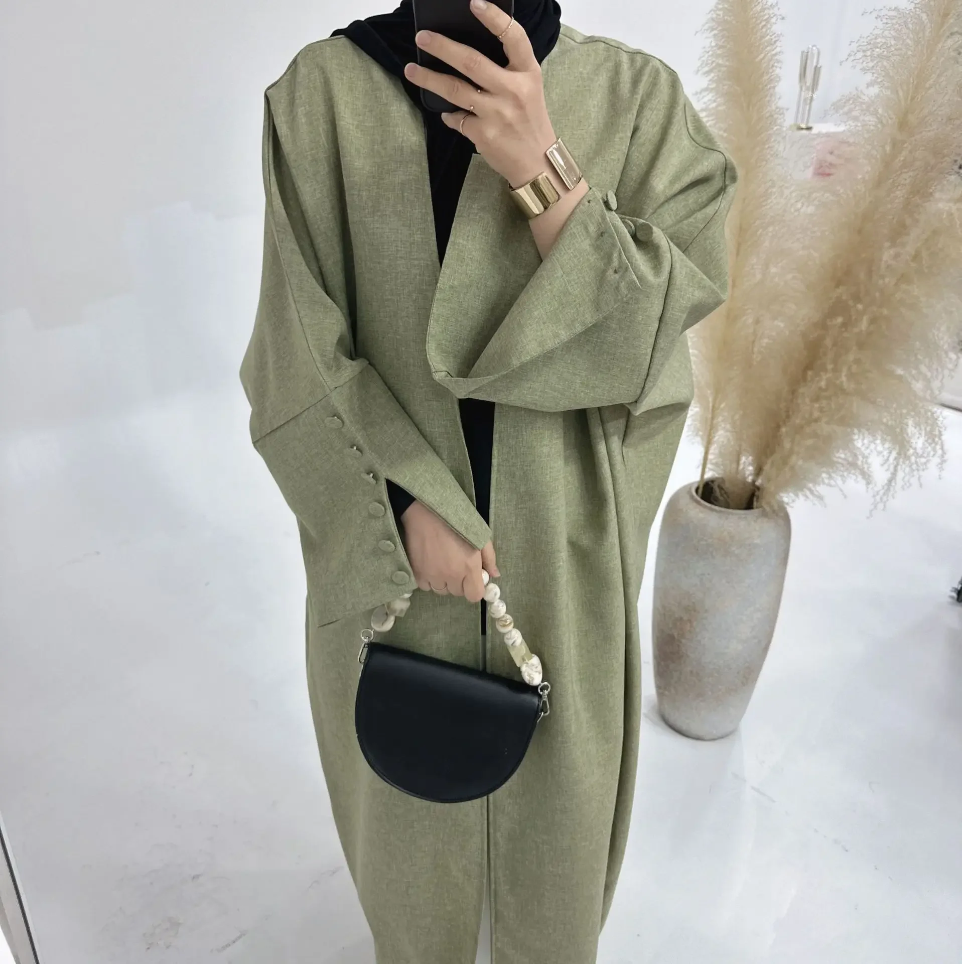 2024 New Open Abaya for Women Kimono Cardigan Muslim Outwear Casual Loose Abayas Dubai Luxury Ramadan Eid Islam Clothing Kaftan