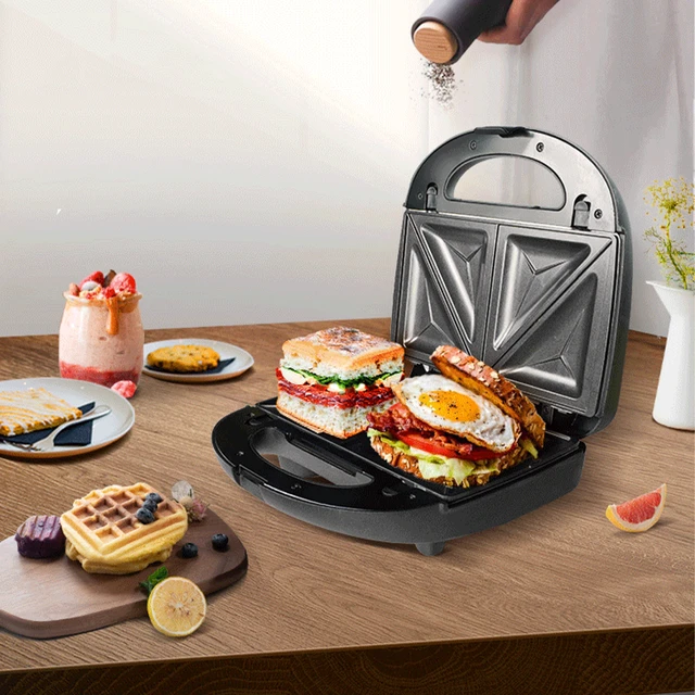 750W Electric Sandwich Maker Double-Sided Heating Waffle Maker Cooking  Kitchen Appliances Breakfast Machine Non-stick