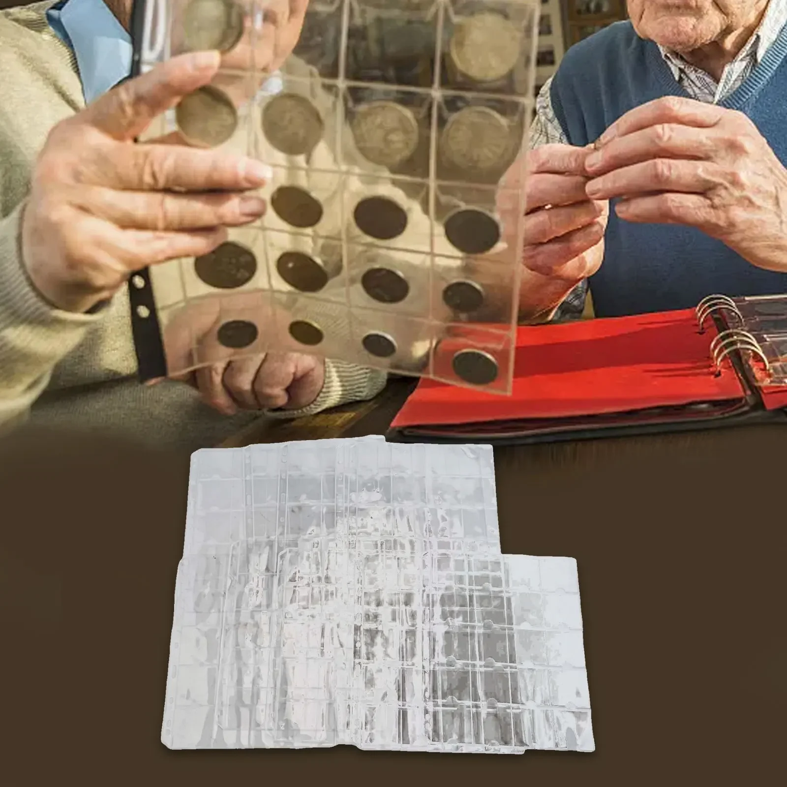 페이지 코인 홀더 시트 투명 조직 1/10 시트 동전 수집용 50mm 동전용 PVC 페이지 앨범 실용-Freehip.co.kr