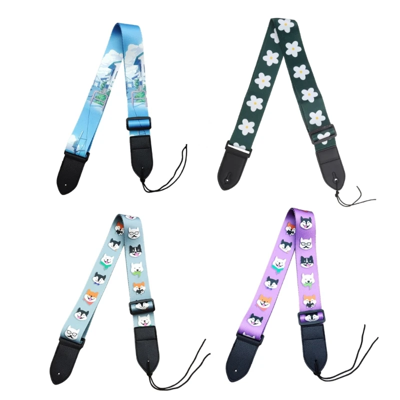 

Регулируемый гитарный ремень для электрогитары, укулеле, бас-гитарный ремень с принтом, запасные части, плечевой ремень для 448D