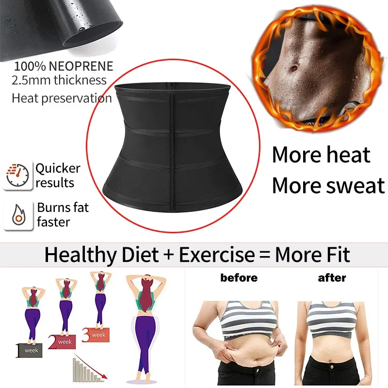 Women Waist Trainer Belly Slimming Sheath Sauna Body Shaper Reducing Shapewear Corset Tummy Sweat Workout Fat Burn Trimmer Belt