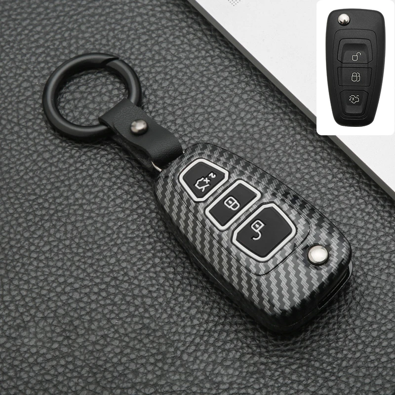 

Carbon Fiber ABS Silicone Car Key Cover Key Case for Ford Ranger C-Max S-Max Focus Galaxy Mondeo Transit Tourneo Custom