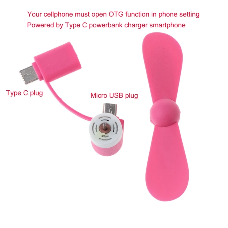 6 Colors Mini USB Fan Portable Removable USB Air Cooling Gadgets Low Power Type C Fans for Outdoor Camping Hiking