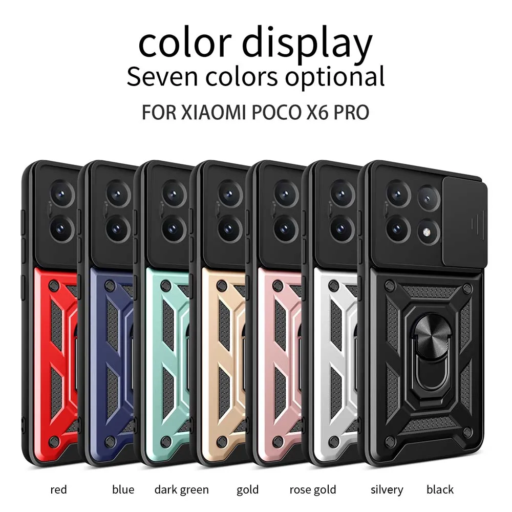 Slide Camera Lens Protector Armor Case with Military Grade Bumpers and Ring Cover