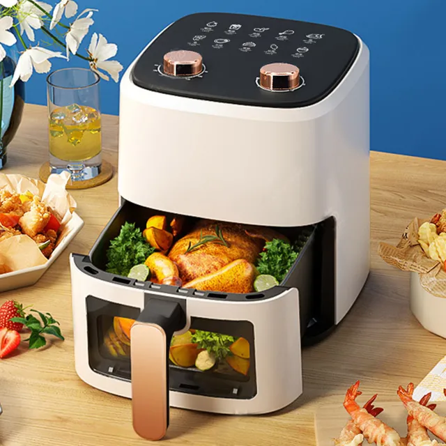 Friggitrice da cucina elettrica Fornello ad aria Friggitrice da cucina Multifunzione senza olio completamente automatica 5,5 litri Grande capacità per fornello da cucina domestico 2