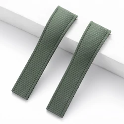 Premium Curved End Fluoro Rubber Strap with Quick Release - Available in 20/21/22mm - 22mm (Green Strap)