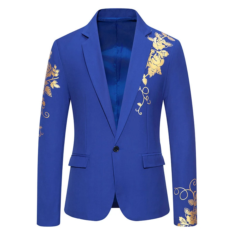Men's One-button Suit New Fashion Printing Leisure Slim Suit Business Banquet  Wedding Dress Suit Men's Blazer