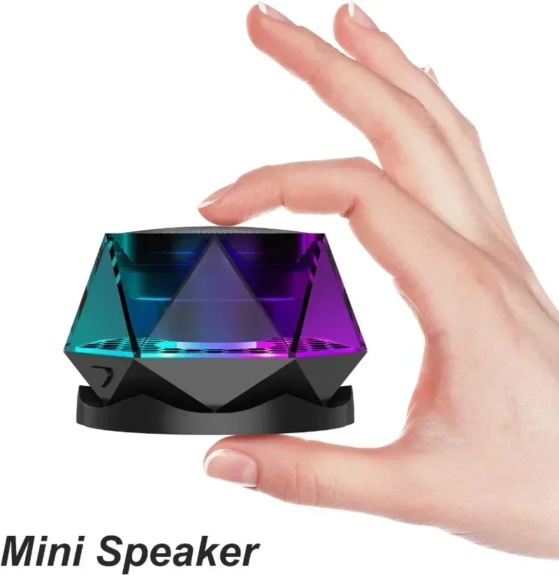 Speaker Bluetooth Wireless Diamond RGB Color Light for iPhone Android TWS Pairing Portable Magnetic Phone Stand