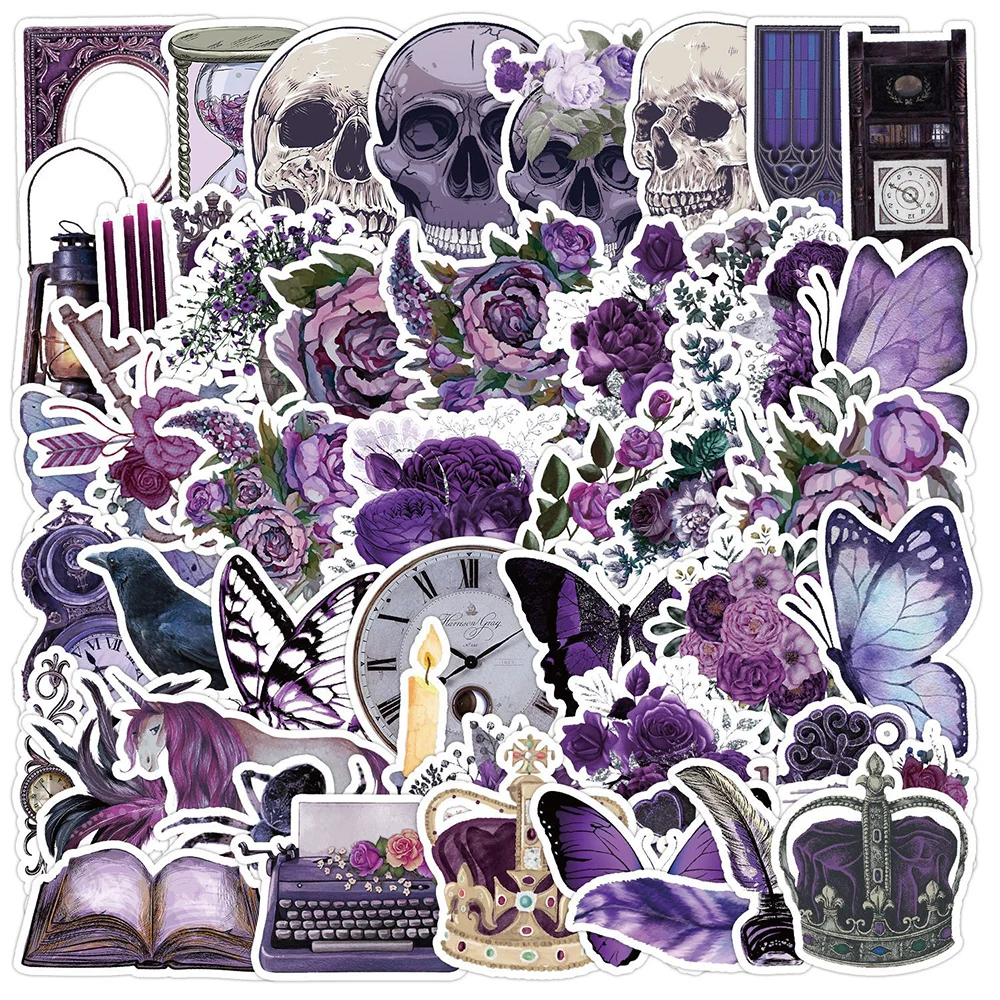 10/30/50pcs Skeleton Flower Magic Goth Stickers Horror Graffiti Skateboard Motorcycle Laptop Waterproof Cool Sticker Kids Toys 10 30 50 100pcs disney horror halloween witch hocus pocus stickers for kid graffiti skateboard laptop car waterproof sticker toy