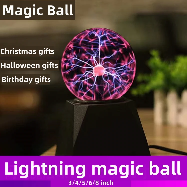 

3 4 5 6 8 inch USB Magic Plasma Lamp Ball Touch Night Light Novelty Crystal Lighting Magic Lightning Ball Sound &Touch control