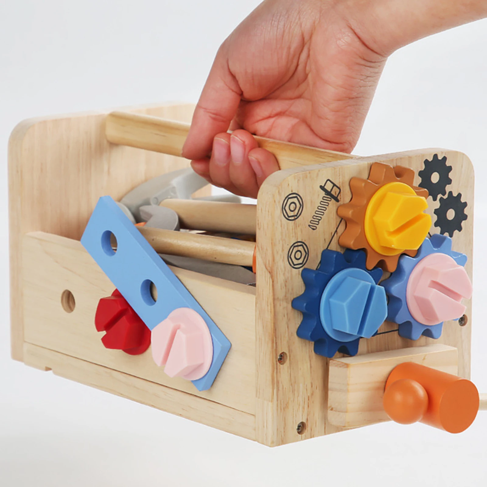 Wooden Toolbox Pretend Play Set Montessori Children Toy Simulation Screw Disassembly Nut Portable Tool Stand Boys' Puzzle Toys