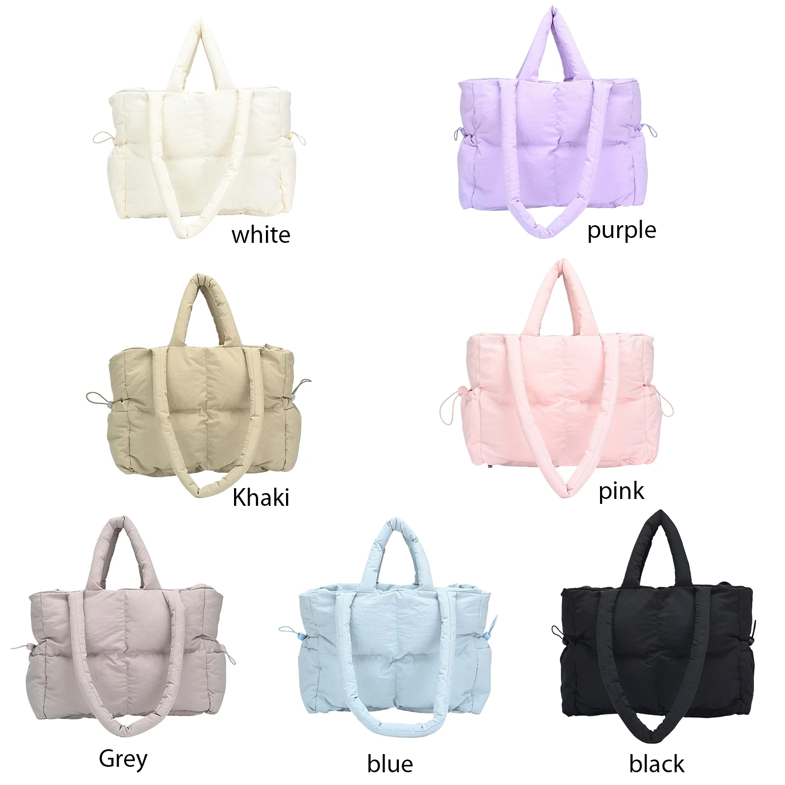 Women Gilrs Nylon Solid Color Shoulder Bag Top Handle Bags Solid Color Soft Handbags for School Work Shopping Travel Daily Use