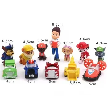 12pcs Paw Patrol figures Pawed Canina Anime cartoon PVC model doll Toys Car Canine Children birthday gift