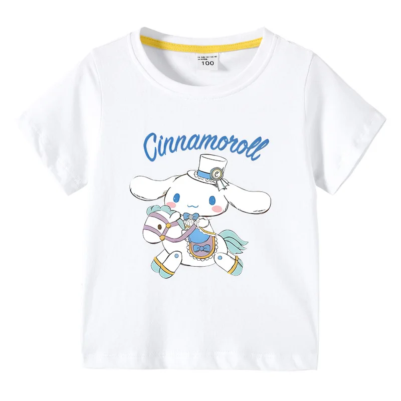 

Sanrio Cinnamon Dog 2023 New Children's Summer Short-sleeved T-shirt Boys and Girls Baby Half-sleeved T-shirt Top Cotton
