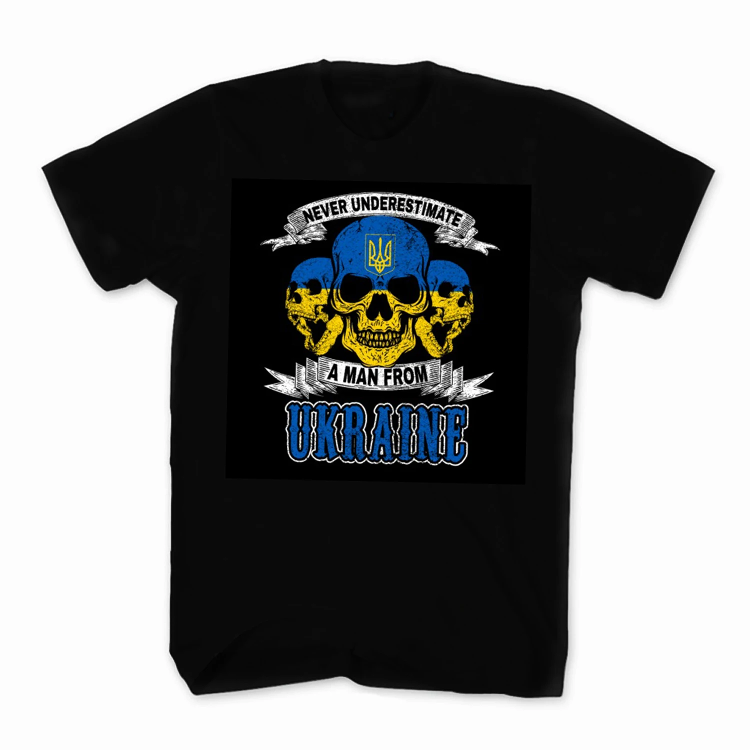 

Never Underestimate A Man From Ukraine. Ukraine Flag Skull T Shirt. 100% Cotton O-Neck Casual T-shirts Loose Top New Size S-3XL