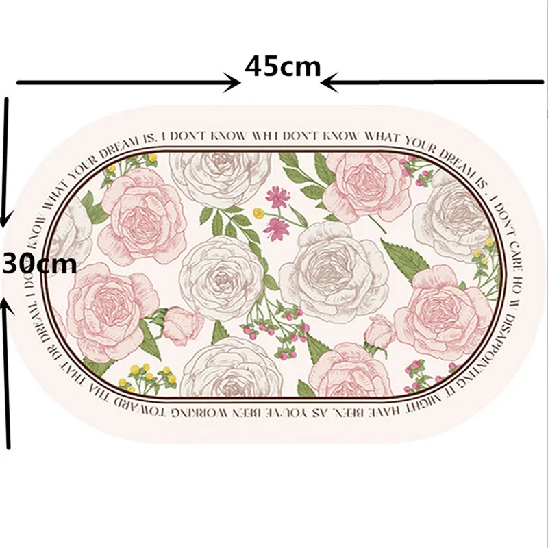 1PCS 30*45CM 가죽 타원형 핑크 꽃 PU 식사 매트 주방 방수 오일 증거 열 플레이스 매트 테이블 서양 음식 접시 패드