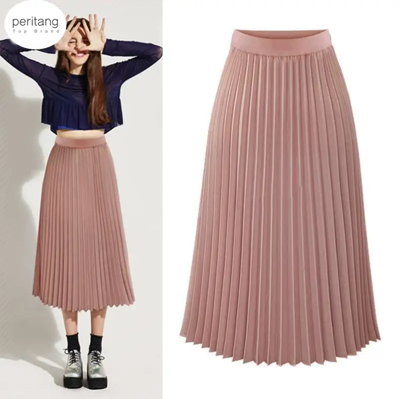 

Summer Fashion Long Pleated Skirts Woman y2k Chiffon Folded Skirts Loose Solid Colour Beach Maxi Skirt