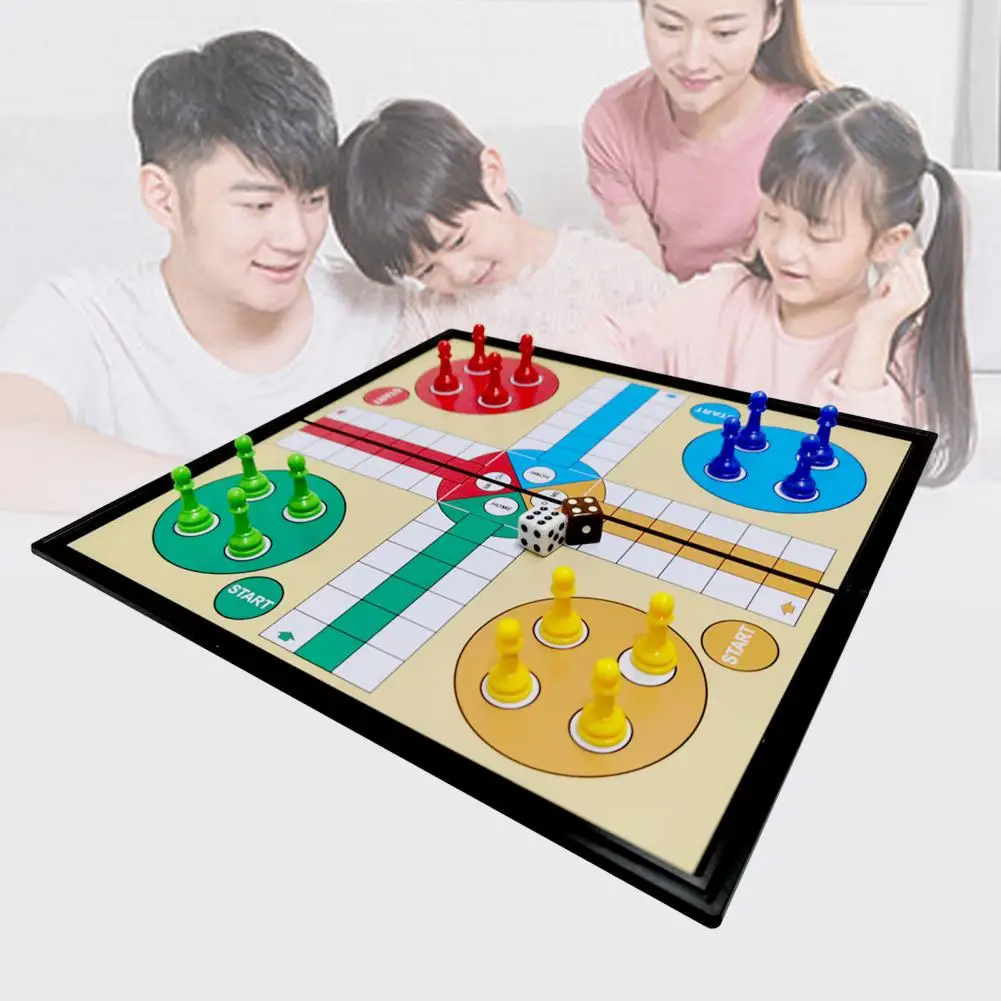 Ludo Game Magnetic Ludo Board Wear Resistant with Folding Chessboard Chess for Education