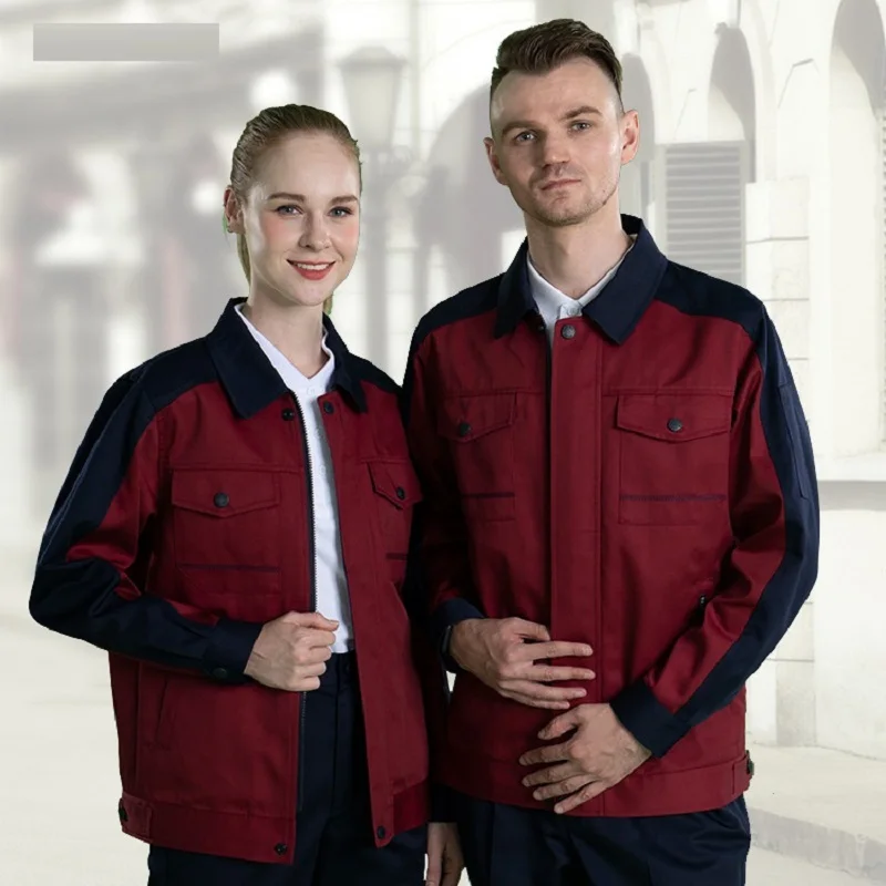 Work Clothing Set Factory Workshop Working Uniforms Durable Wear Resistant Mechanical Worker Coveralls Contrast Color Workwear4x