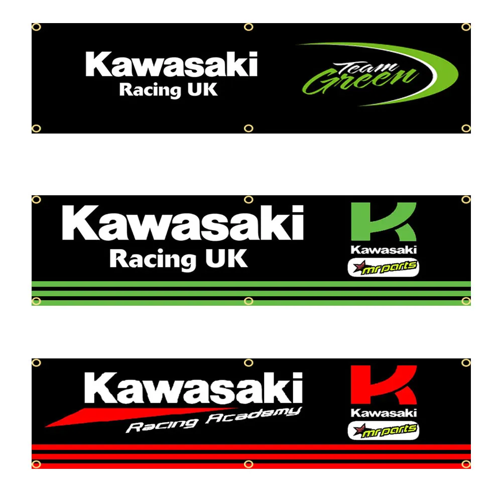 

Мотоциклетный баннер Kawasakis 60x240 см, гобелен из полиэстера с принтом, флаг для гаража или улицы для украшения