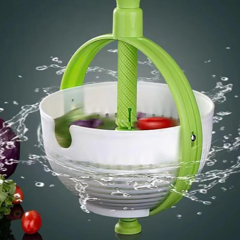 

2023 New Rotary Drainage Basket Salad Spinner Kitchen Vegetable Rotary Drainer Vegetable Washing Dewatering Basket