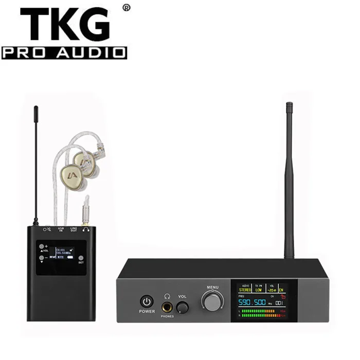 

TKG 590.5-599.5mhz stereo UHF Wireless in Ear Monitor System Monitoring with in Earphone Wireless for Stage Studio