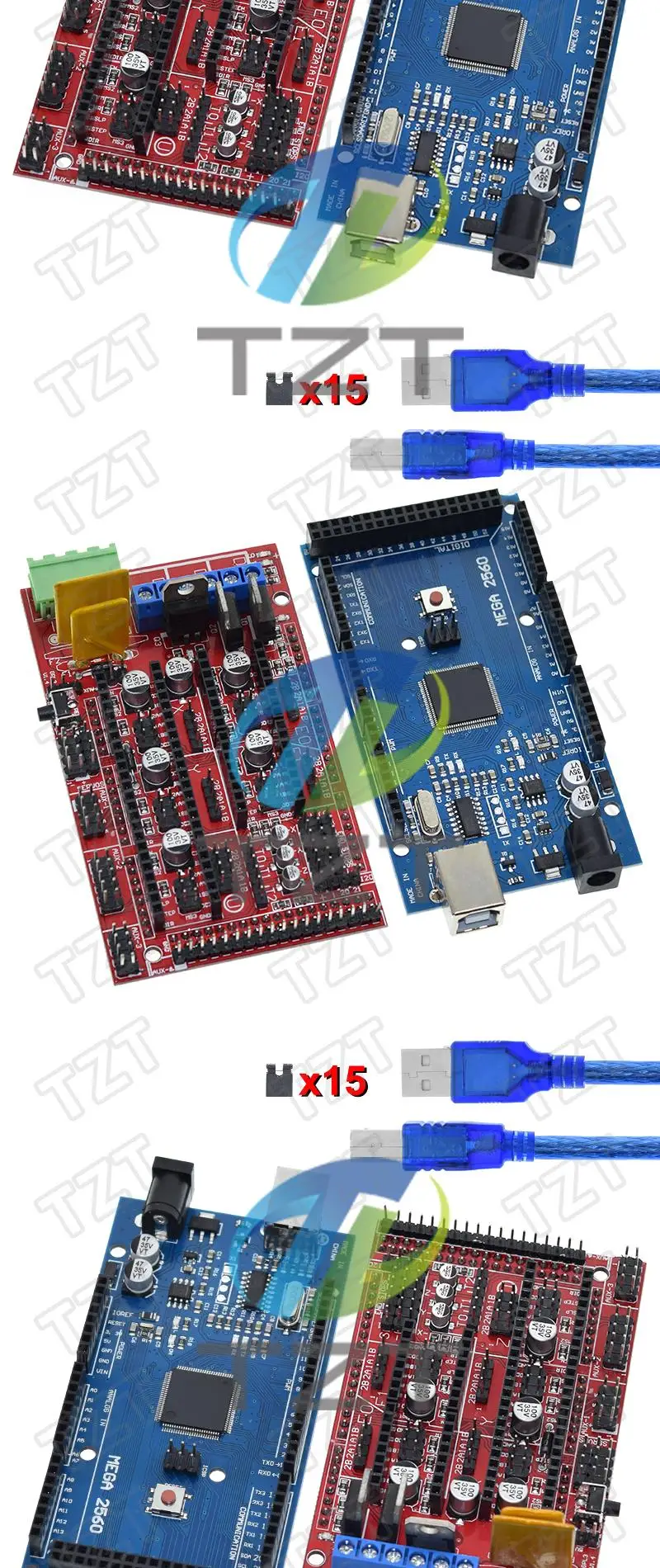 TZT Mega 2560 R3 + контроллер RAMPS 1.4 для Arduino + кабель UNO R3 ...