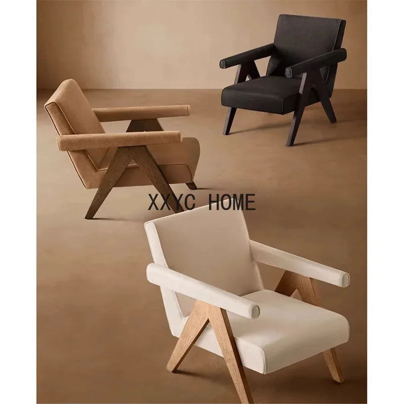 American Country Solid Wood Fabric Dressing Chair