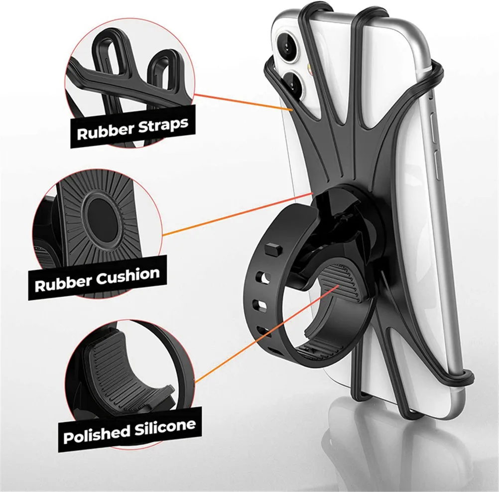 Bike Phone Holder Silicone Strap Holder Universal Bicyle Phone Holder Anti-Slip Elastic Silicone Mobile Phone Shockproof Bike Accessories bike phone holder