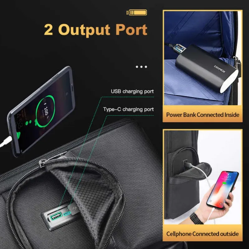 BOPAI Wholesale Bopaihandmade Debossed Traveler Men 15.6 Inch Laptop Cowhide Impermeavel Charging Business Backpack Multi-pocket 3