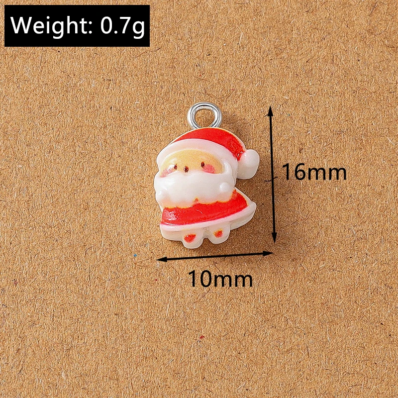 10 stücke niedlichen Harz Weihnachten Charme Santa Claus Elch Schneemann Anhänger für Schmuck Herstellung Halskette Ohrringe DIY Armband Zubehör – Detail 12