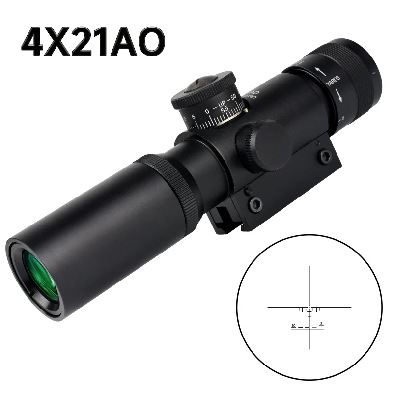 

4x21 AO Hunting Shooting Scope Tactical Carbine Compact Riflescope Glass Etched Reticle Optical Illuminated Sight 11/20mm Rail