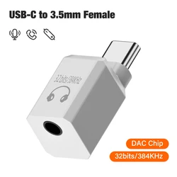 Hi - Res Audio USB - C to 3.5mm Adapter with 32 - Bit/384KHz DAC (32Bit 384KHz White)