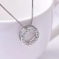 Huitan New Trendy Circle Necklace with Cubic Zirconia Simple Stylish Clavicle Chain Necklace for Women Wedding Eternity Jewelry 5