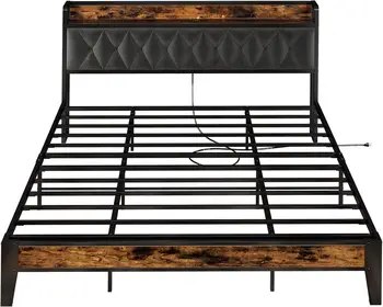 ANCTOR Twin/TwinXL/Full/Queen/King/CaliforniaKing Bed Frames, Storage Headboard with Outlets, No Noise, No Box Springs Needed 6