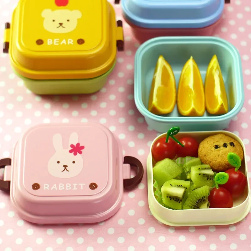 Healthy Plastic Lunch Bento Boxes, Food Container, Dinnerware, Cartoon Lunch Box for Kids and Children, Microwave Oven Lunchbox