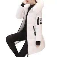 Mode femmes hiver coton manteau Parka épaissi rembourré en peluche à capuche mi-longue chaud fermeture éclair mince dame vers le bas manteau Long pardessus 1