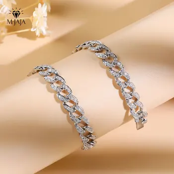 M-JAJA Natural Diamond Cuba Bracelet F Color VSI Clarity Solid 18k White Gold AU750 Engagement Wedding for Women Fine Jewelry