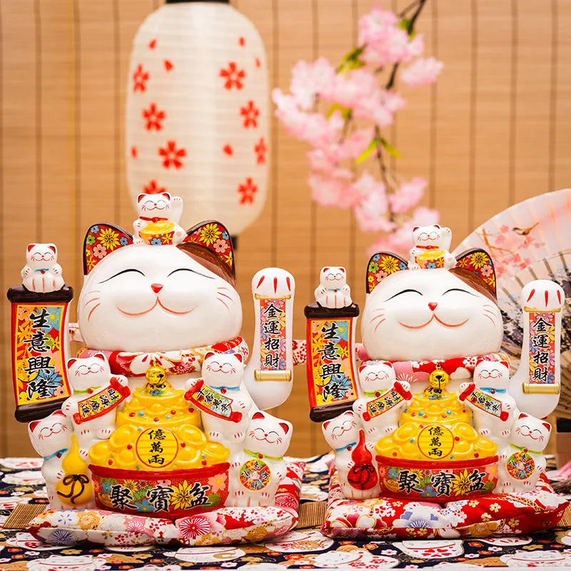 

8 inch lucky cat decoration shop opening gift shaking hand household cashier size ceramic fortune cat decoration crafts