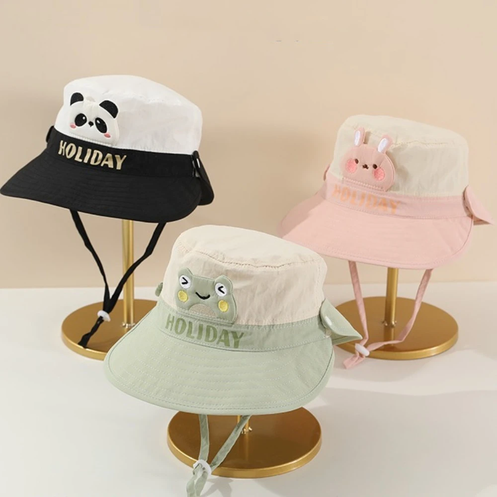Korean Style Wide Brim Peaked Cap Breathable Cartoon Animals Baby Sun Protection Hat Sunscreen Quick Dry Children Fishman Hat