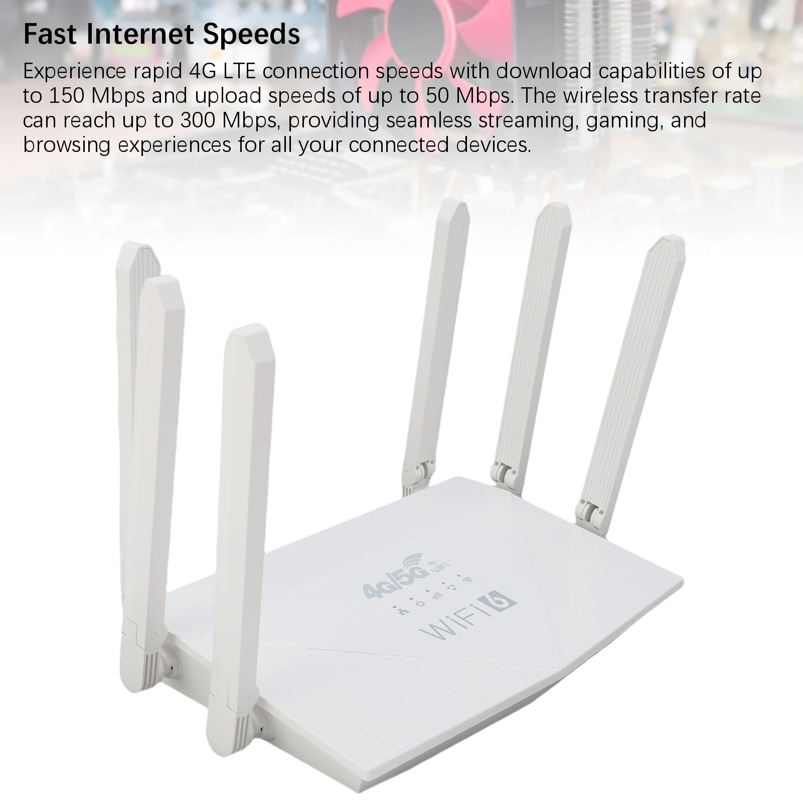Wireless Internet Router Wireless Router WiFi6 4G 5G CPE LTE 300Mbps 6 Antennae Wireless Internet Router with SIM Card Slot - 4