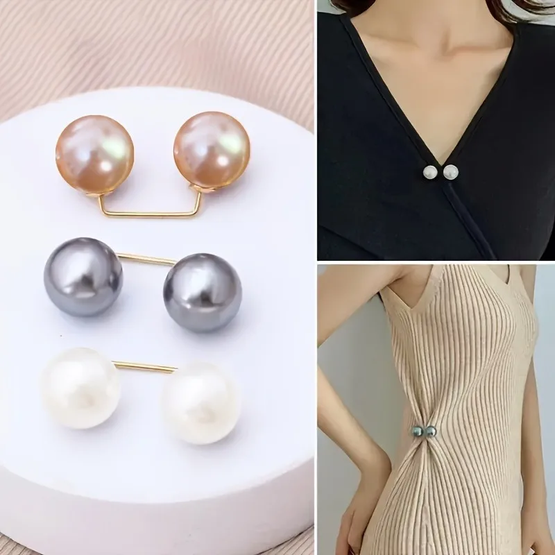 미끄럼 방지 안전핀, 드레스 허리 조절, 칼라 조정, 스카프 고정, 패션 액세서리, 모조 진주 단추