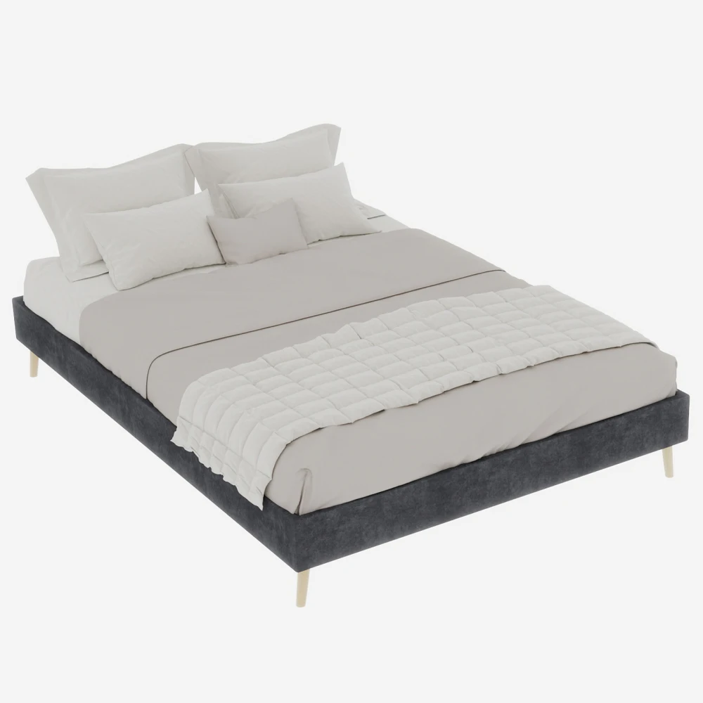 Modernes, minimalistisches, weiches Bett, multifunktionaler Low-Box-Bettrahmen mit weichem und bequemem Kopfteil, keine Gasstange, keine Matratze – Detail 30