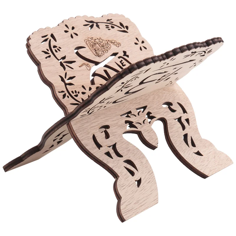 Kuran Quran Koran Holy Book Stand Holder, Wooden Eid Al-Fitr Shelf For Islamic Books And Bible Reading, Islam Home Decor