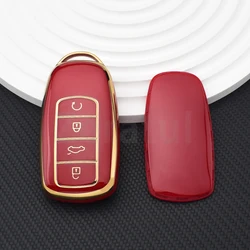 Soft TPU Car Smart Key Case Cover and Keychain Protector - Premium Car Accessories (Red cover(GLD))