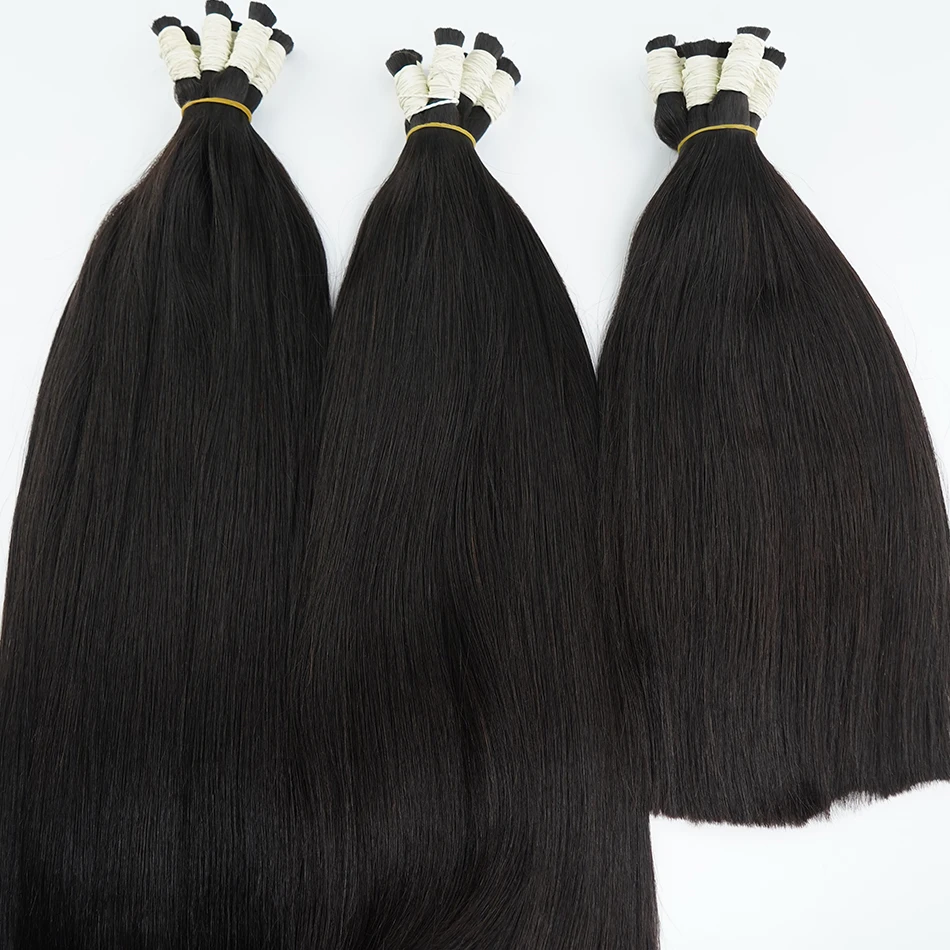 18A Vietnamese Double Drawn Human Hair Bulk Boho Braids Hair Extensions Short Hair Less Bone Straight No Weft 300g 613#