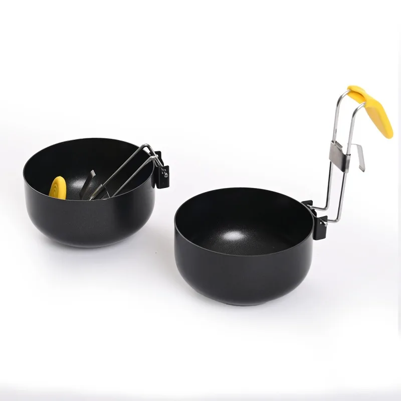 Collapsible hanging ear type non-stick anti-scalding round household egg poacher silicone egg poacher runny water poached egg mould egg steamer boiling spoon